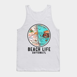 Daytona Beach Florida Vintage Map Beach Life Tank Top